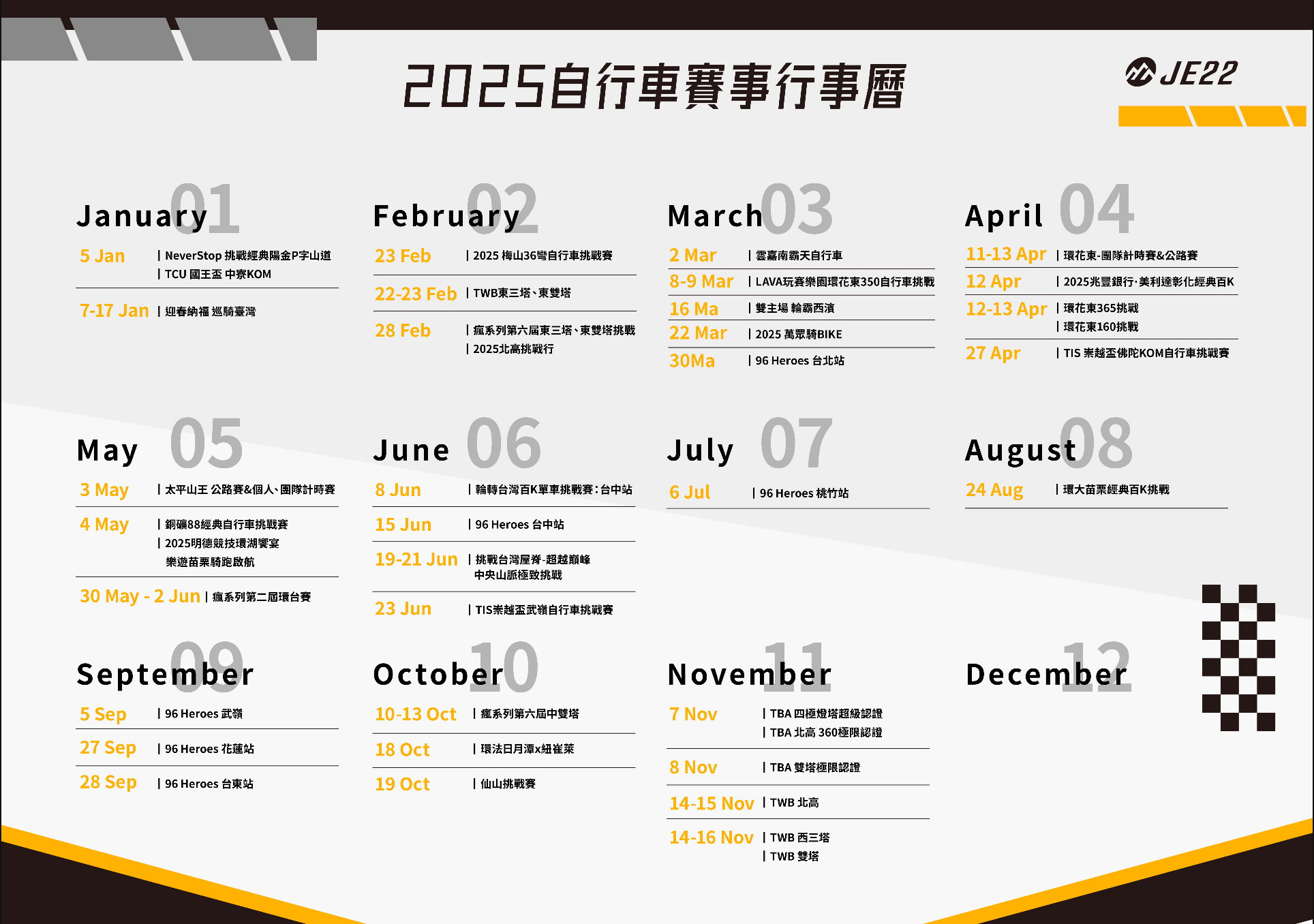 2025 台灣自行車賽事行事曆